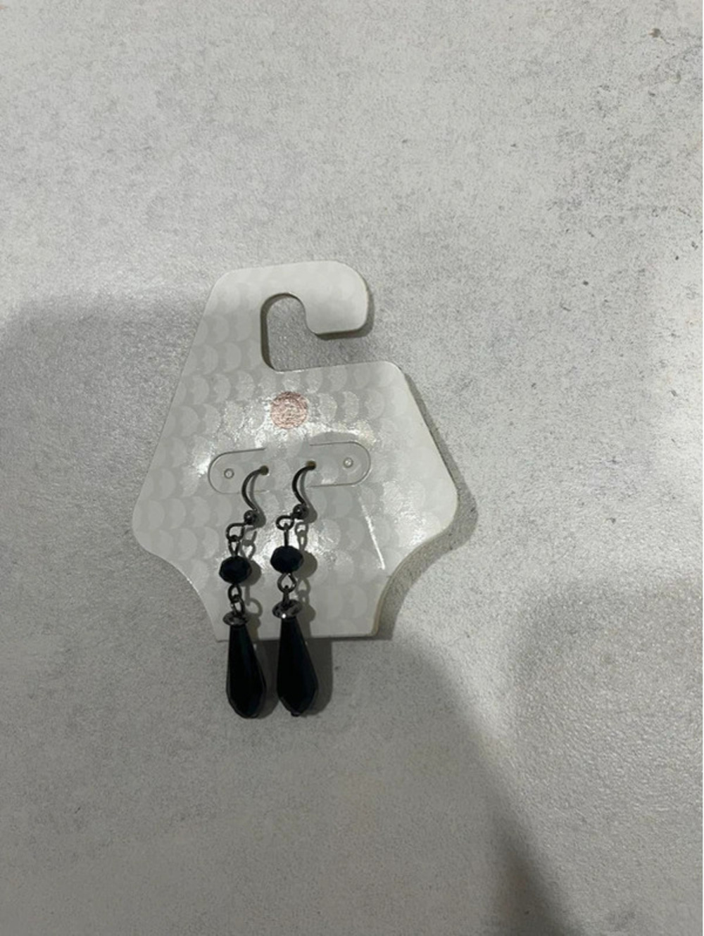 Black Bead and Teardrop Earrings Drop Dangle